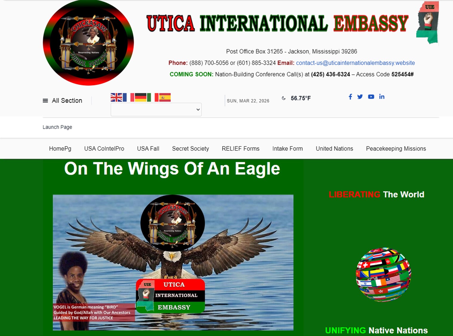 Utica International Embassy Website Snapshot